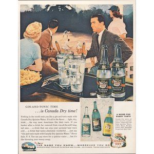 1956 Canada Dry Ginger Ale Club Soda Quinine Water Vintage Print Ad Tennis Art